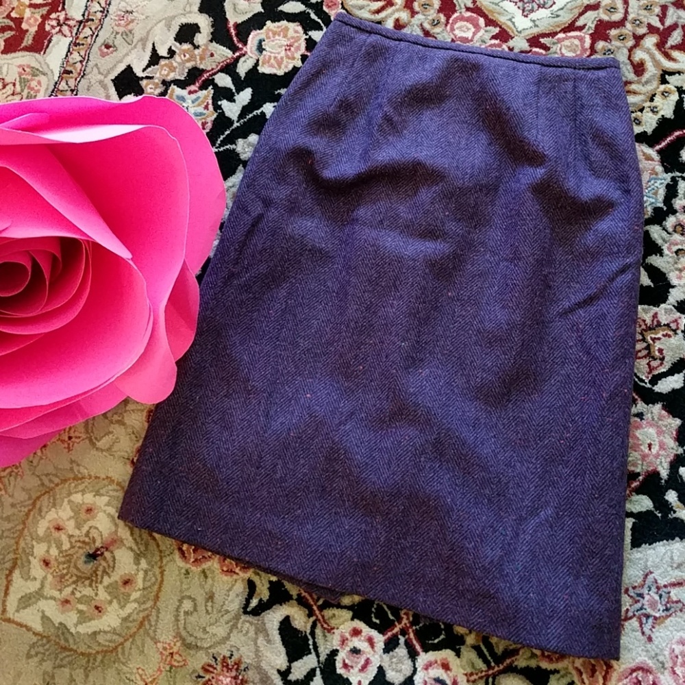 Talbots Purple Herringbone Wool Skirt